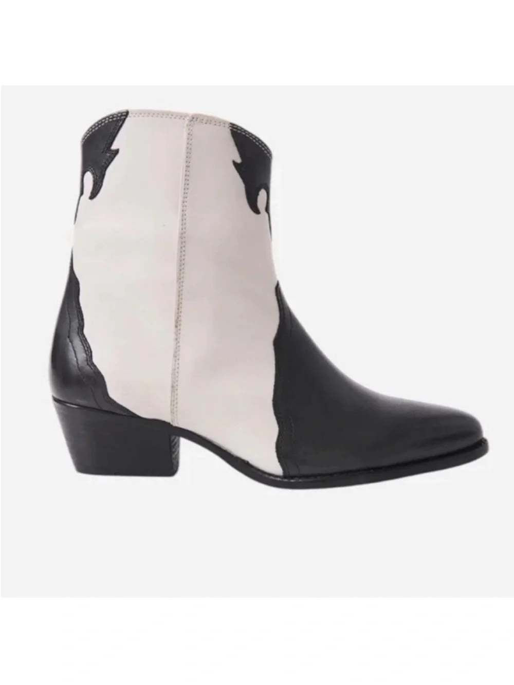 Free People 5.5 (36) Leather Boots New Frontier Western Boot in Arctic Fox Combo